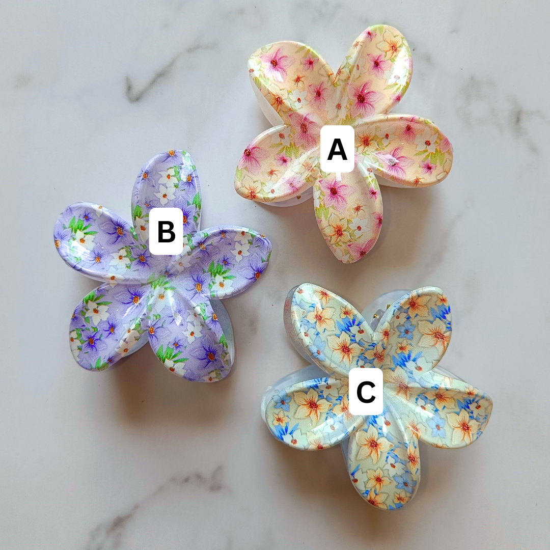 Flower Print Flower Hair Claw