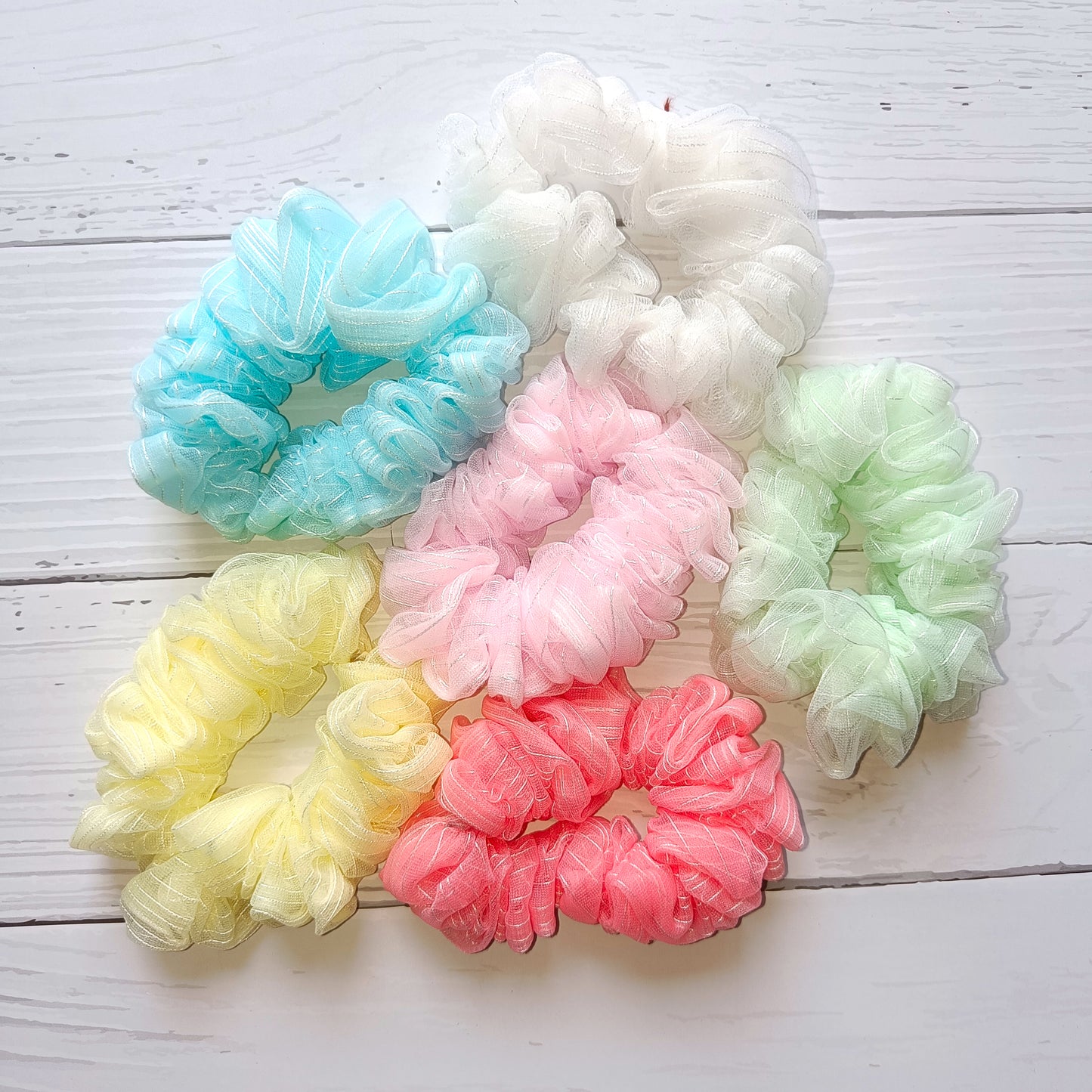 Iridescent Tulle Scrunchies