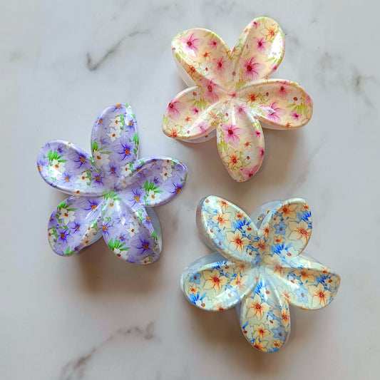 Flower Print Flower Hair Claw