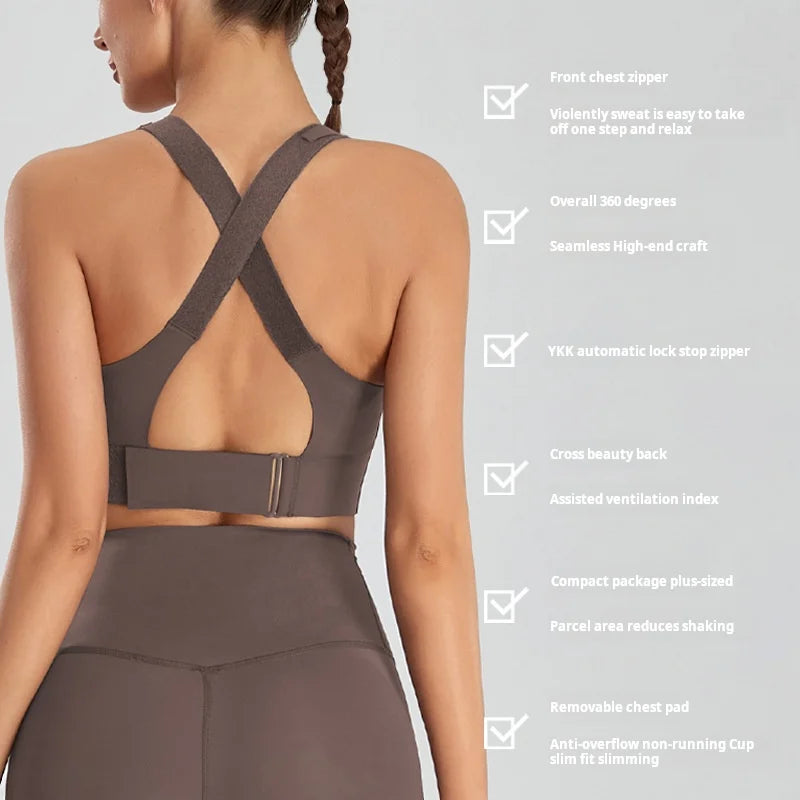 Large Size Front Zipper Sports Bra