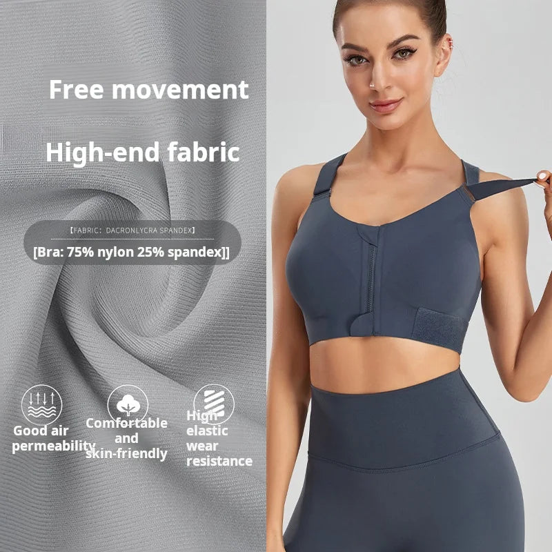 Large Size Front Zipper Sports Bra