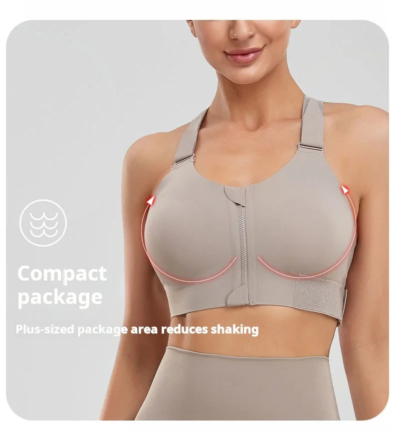 Large Size Front Zipper Sports Bra