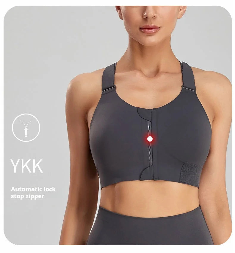 Large Size Front Zipper Sports Bra