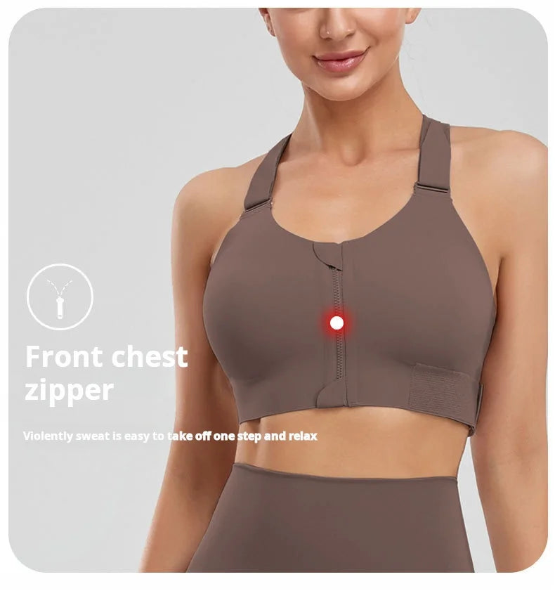 Large Size Front Zipper Sports Bra