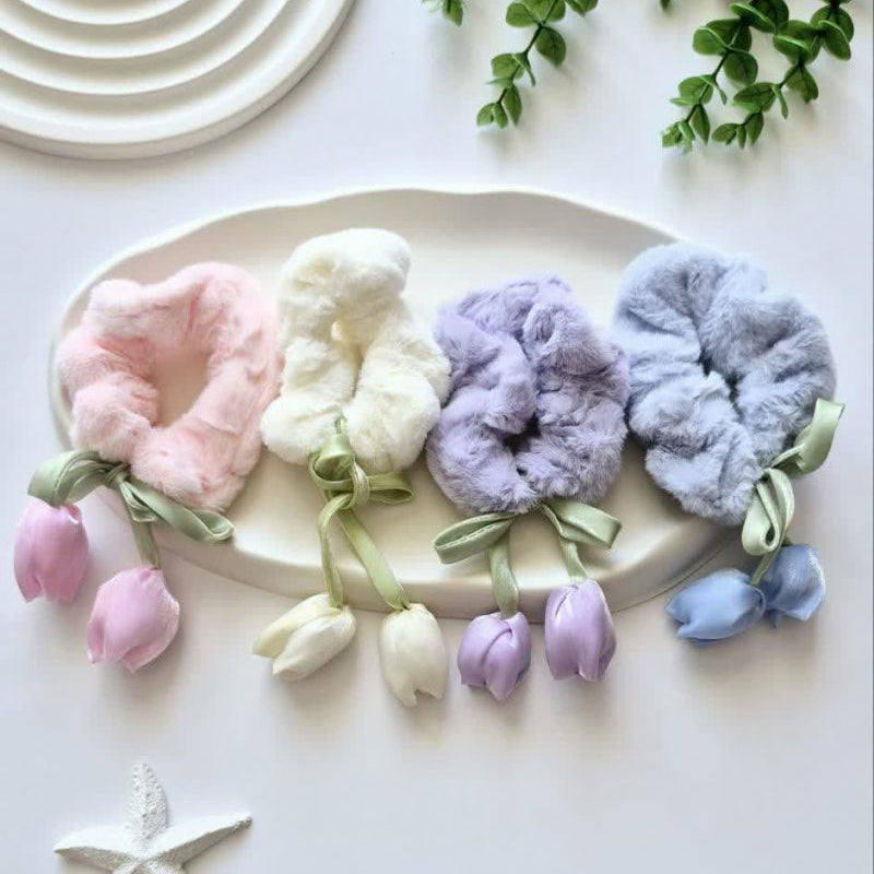 Fuzzy Tulip Scrunchie