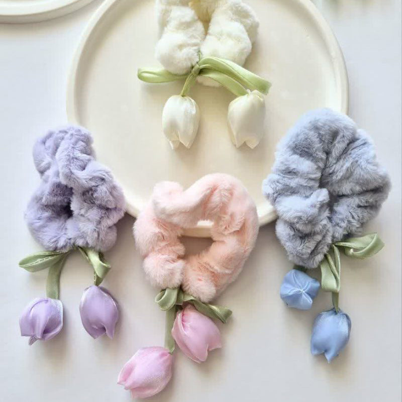 Fuzzy Tulip Scrunchie