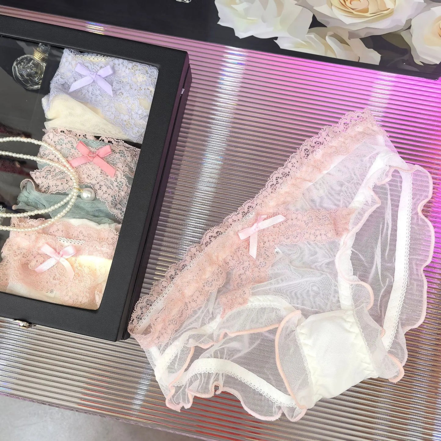 Fully transparent underwear women's sexy lace