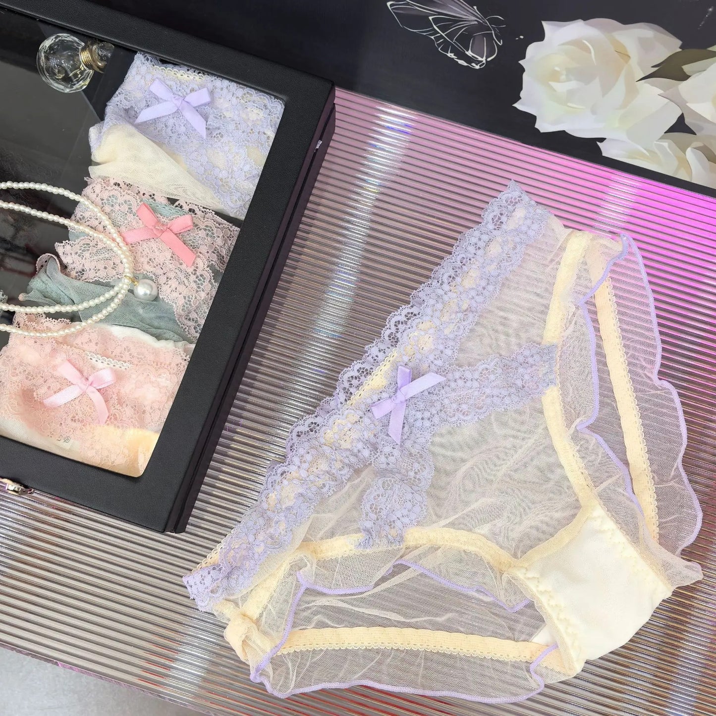 Fully transparent underwear women's sexy lace