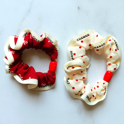 Reversible Polka Dot Ribbon Scrunchie Duo
