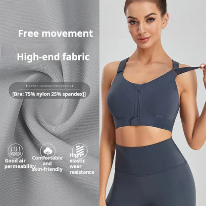 Large Size Front Zipper Sports Bra