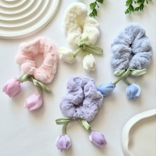 Fuzzy Tulip Scrunchie